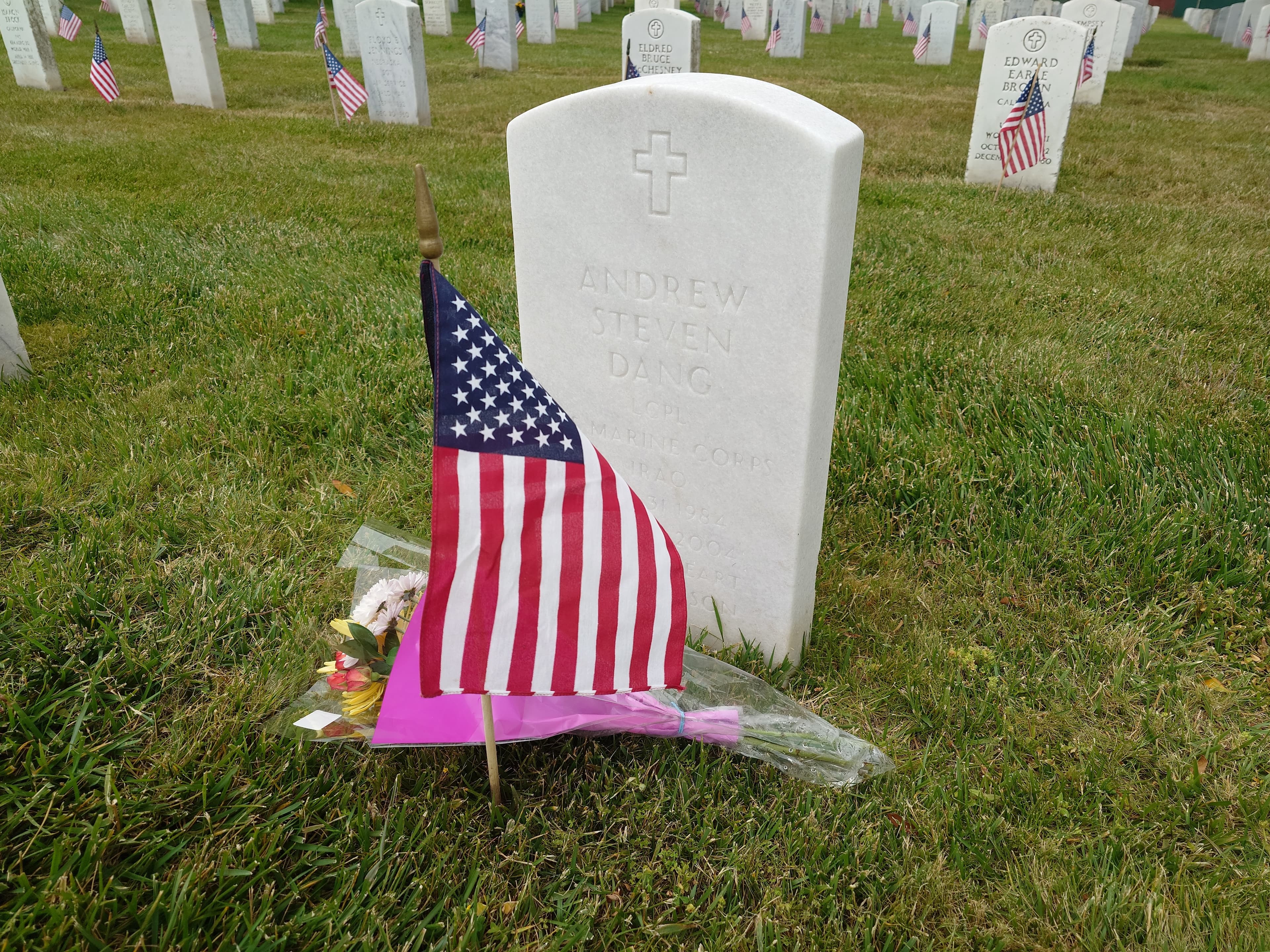 The grave of Andrew Dang, Anthony's brother, killed in action in Ramadi, Iraq in 2004