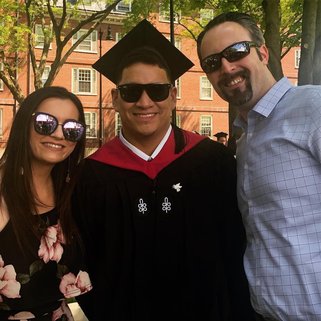 Anthony Dang with friends at his Harvard graduation